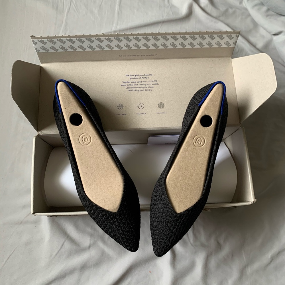 NWB Rothy’s Black Pointed Toe Flats
